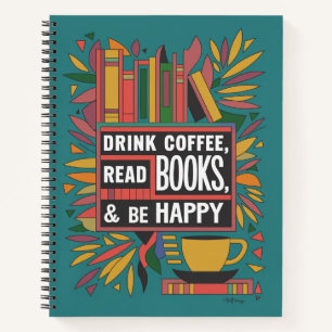 Bold Abstract "Drink Coffee, Read Books" Notebook