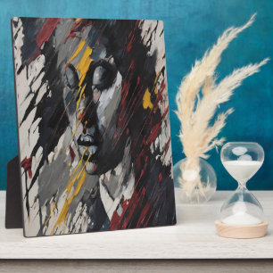 Bold Abstract Expressionist Portrait Modern Art Plaque
