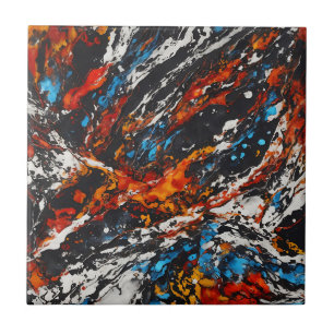 Bold Abstract Fiery Ceramic Tile
