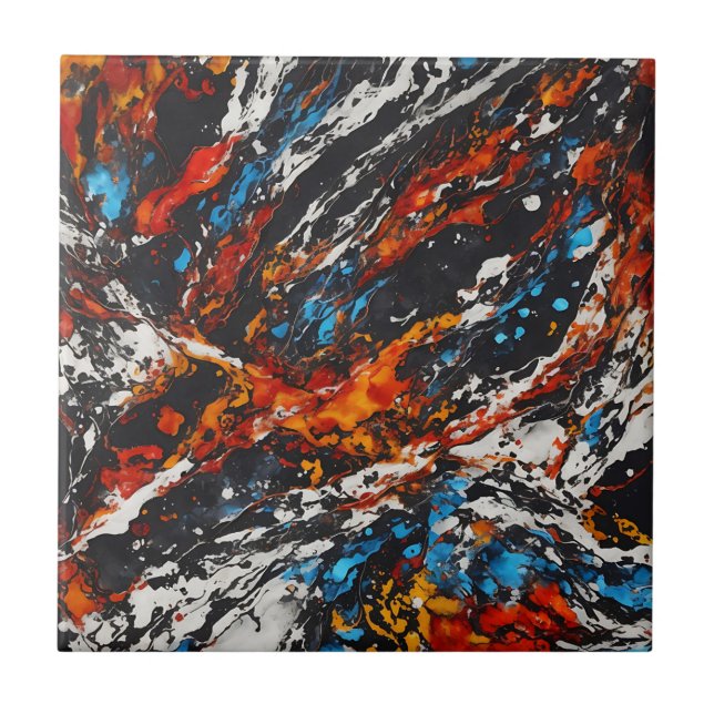 Bold Abstract Fiery Ceramic Tile (Front)