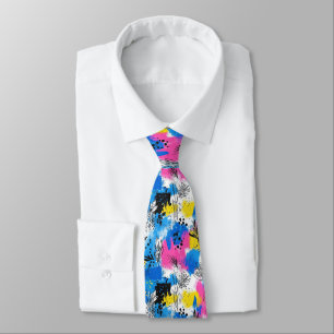 Bold Abstract Floral in Blue Pink and Yellow Tie