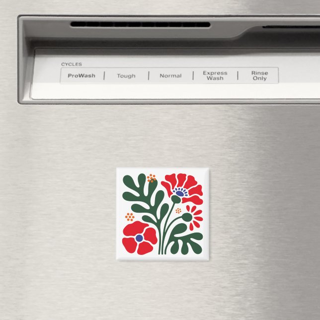 Bold Abstract Floral Magnet with Poppy Motif (In Situ (Dishwasher))