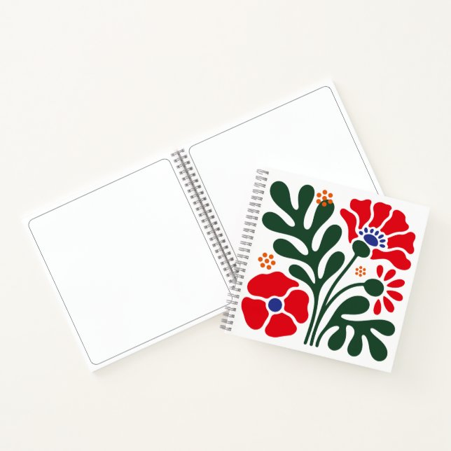 Bold Abstract Floral Notebook with Poppy Motif (Inside)