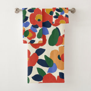 Bold Abstract Floral Pattern Bath Towel Set
