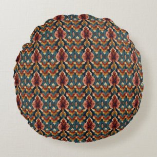 Bold Abstract Floral Pattern Round Cushion