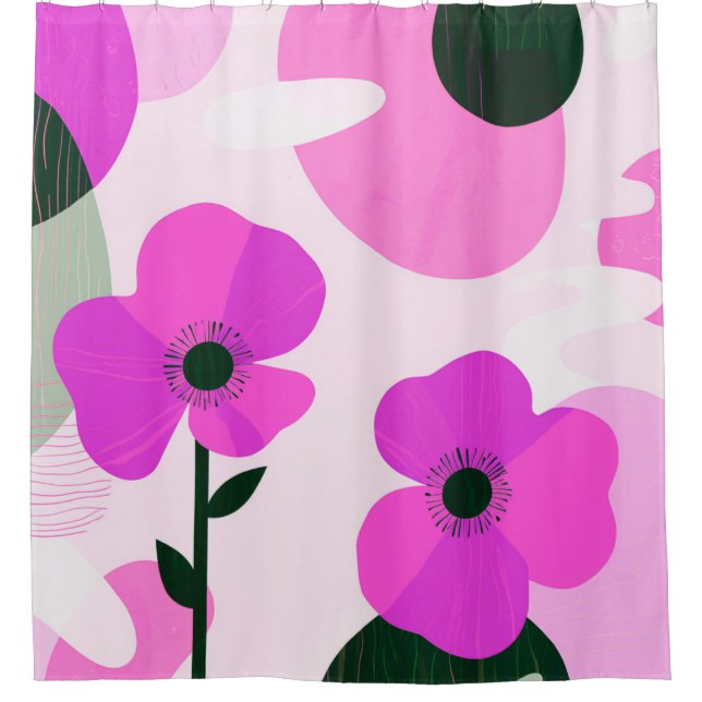 Bold Abstract Floral Pattern Shower Curtain (Front)