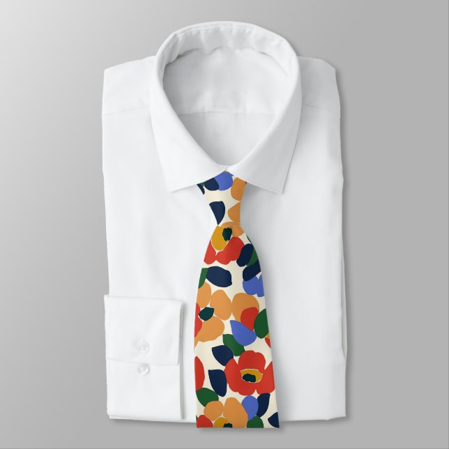 Bold Abstract Floral Pattern Tie (Tied)