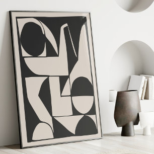 Bold Abstract Geometric Black and White Art Print