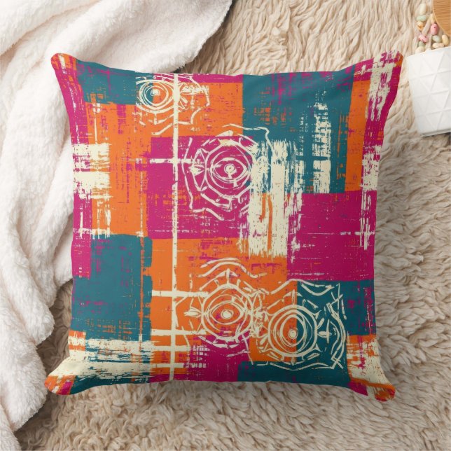 Bold Abstract Geometric - Grunge Brush Texture (2) Cushion (Blanket)
