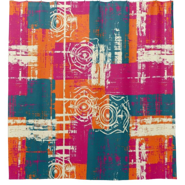 Bold Abstract Geometric - Grunge Brush Texture (2) Shower Curtain (Front)