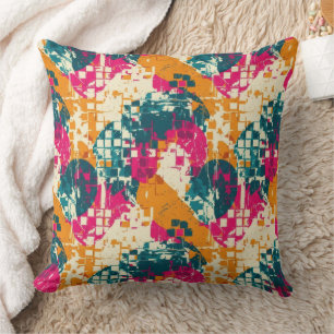 Bold Abstract Geometric - Grunge Brush Texture (3) Cushion