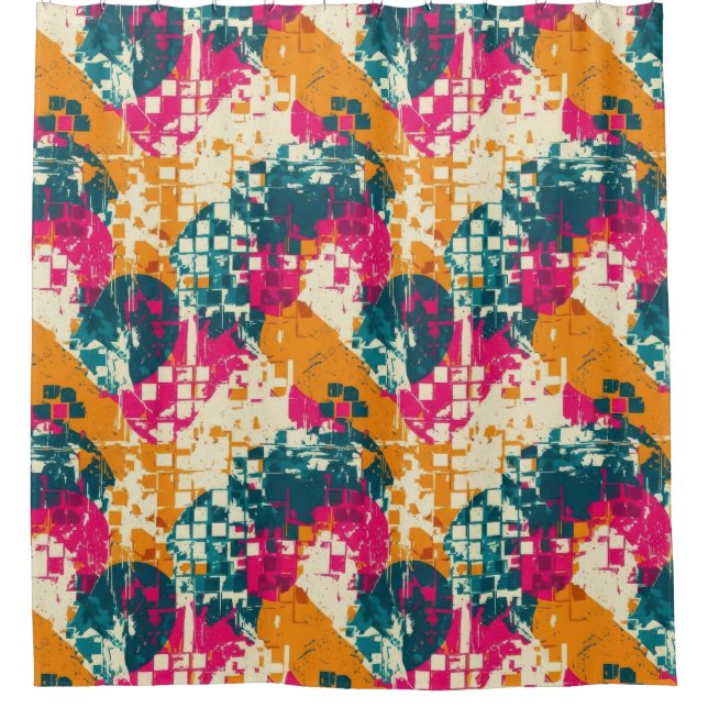 Bold Abstract Geometric - Grunge Brush Texture (3) Shower Curtain (Front)