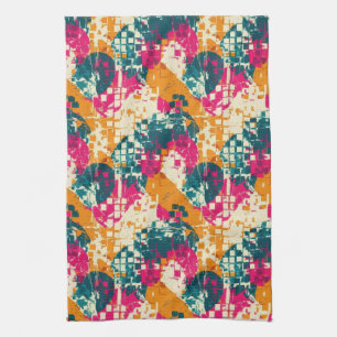 Bold Abstract Geometric - Grunge Brush Texture (3) Tea Towel
