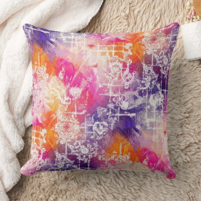 Bold Abstract Geometric - Grunge Brush Texture (4) Cushion (Blanket)