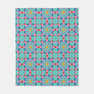 Bold Abstract Geometric Pattern in Pink and Blue Fleece Blanket