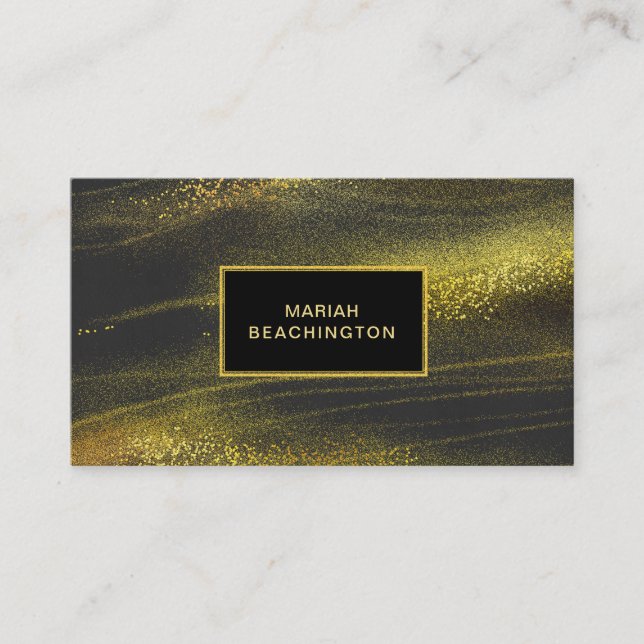 *~ Bold Abstract Gold Dust and Black Exciting Business Card (Front)