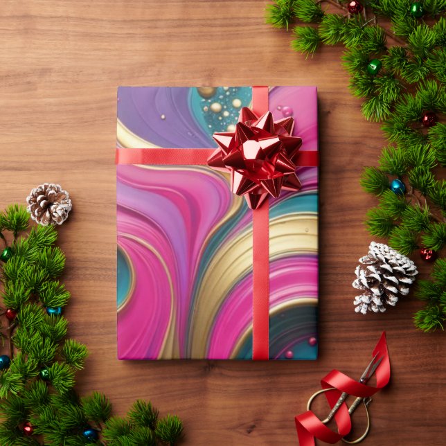 Bold Abstract Heart Swirl – Modern Colourful Art Wrapping Paper (Holiday Gift)