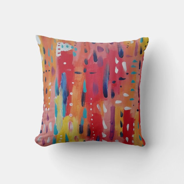 Bold Abstract in Red Orange and Yellow  Cushion (Front)