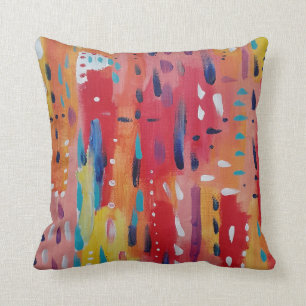 Bold Abstract in Red Orange and Yellow  Cushion