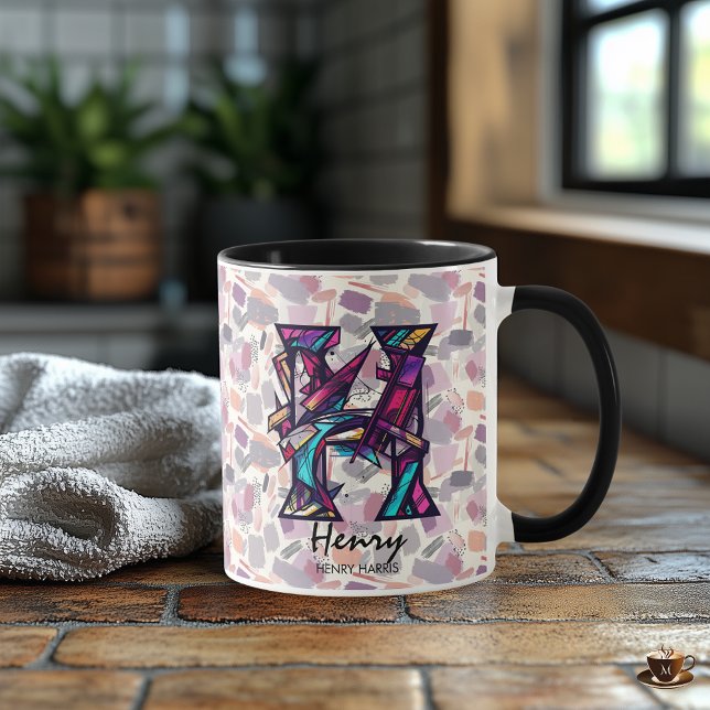 Bold Abstract Monogram Mug - H for Henry (Creator Uploaded)