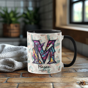 Bold Abstract Monogram Mug - M for Mason