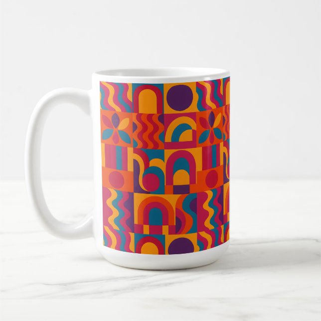 Bold Abstract Mug – Vibrant Retro Pattern (Left)
