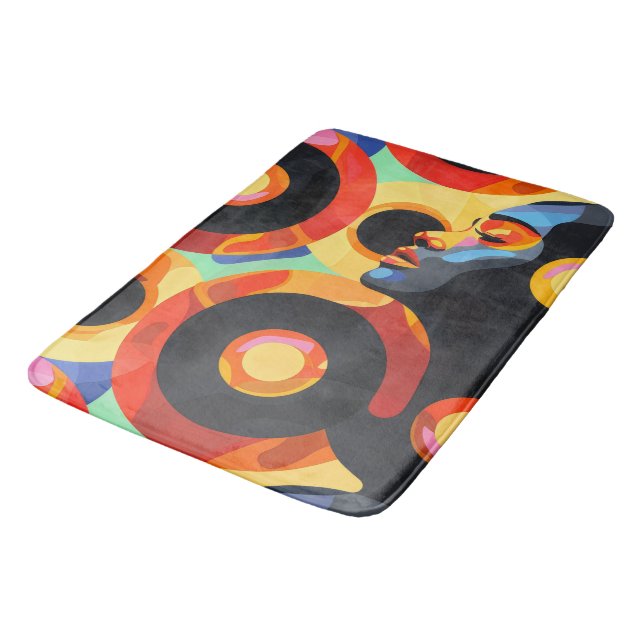 Bold abstract orange yellow bath mat (Angled)