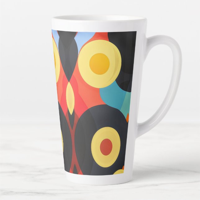 Bold abstract orange yellow latte mug (Right)