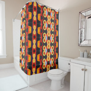 Bold abstract orange yellow shower curtain