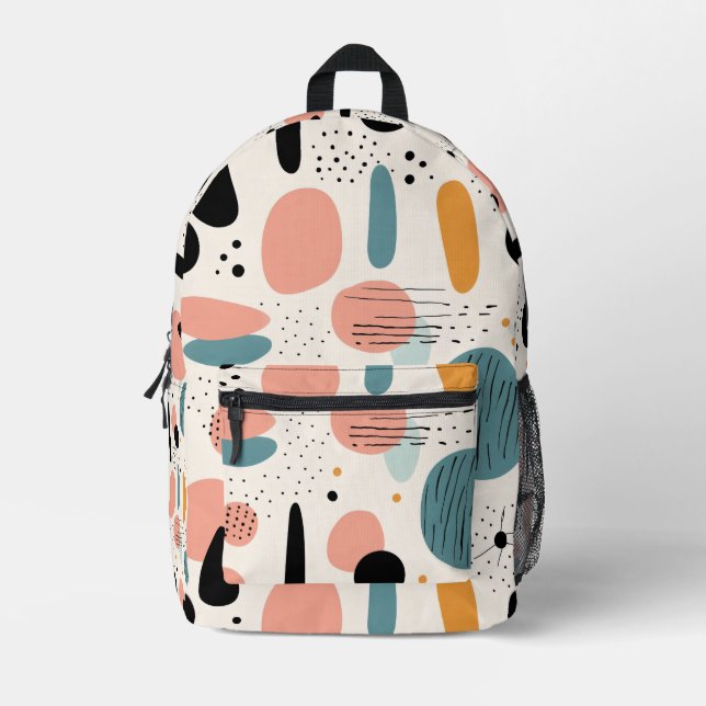 Bold Abstract Organic Shape Pattern Printed Backpack (Front)