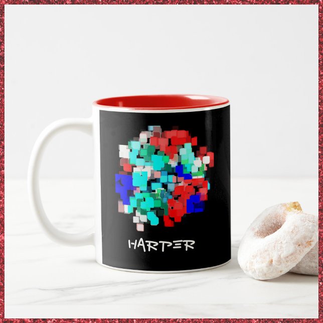 Bold Abstract Personalised Cubes Mug (Creator Uploaded)
