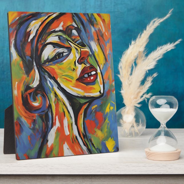 Bold Abstract Portrait - Expressionism Art Plaque (Side)