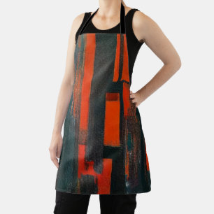 Bold Abstract Red and Black Art Apron