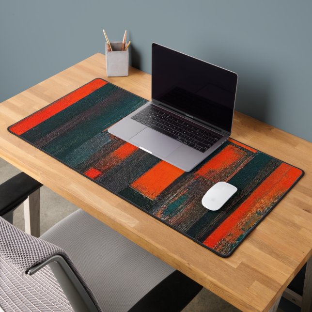 Bold Abstract Red and Black Art Desk Mat (Office 2)