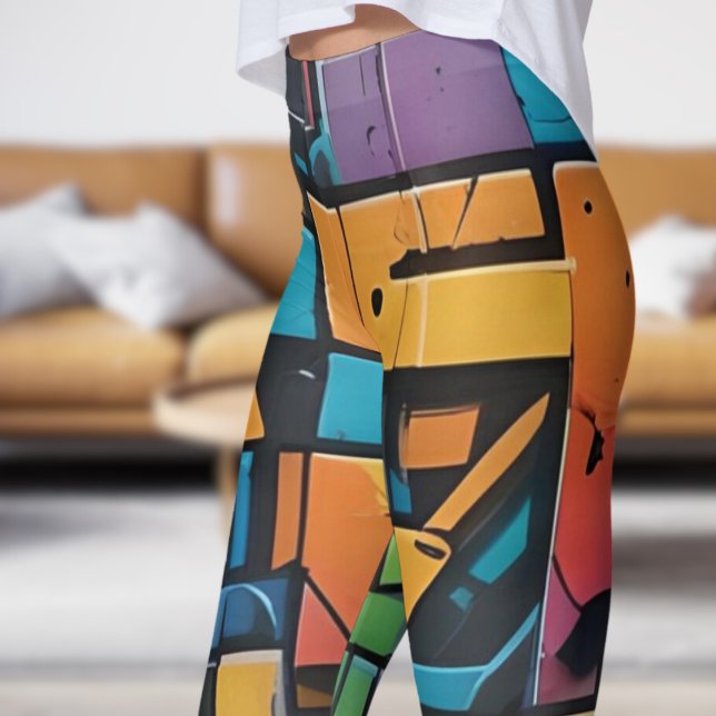 Bold Abstract Riot Print Leggings (Color Riot! )
