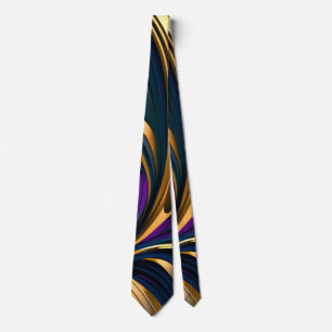 Bold abstract strokes in purple gold tie