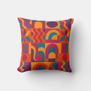 Bold Abstract Throw Pillow – Retro Style