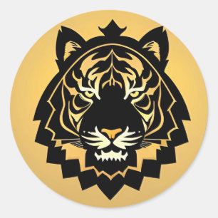 Bold Abstract Tiger Illustration Classic Round Sticker
