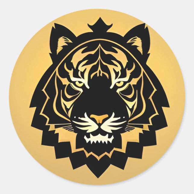 Bold Abstract Tiger Illustration Classic Round Sticker (Front)