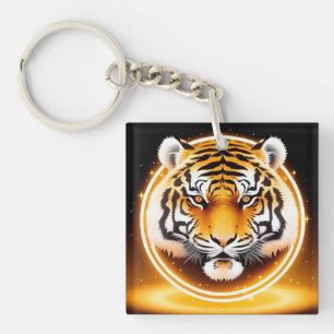 Bold Abstract Tiger Illustration Key Ring
