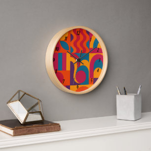 Bold Abstract Wall Clock – Retro Pattern