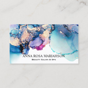 *~* Bold Abstract Yummy Turquoise Teal Gold Gilded Business Card