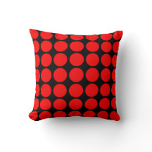 Bold Aesthetic Throw Pillow – Red Circle on Black