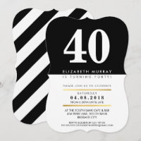 BOLD AGE NUMBER cool faux gold foil 40TH 40 INVITE