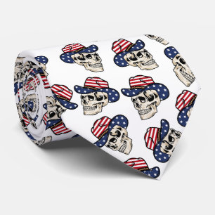 Bold American Cowboy Skull Tie