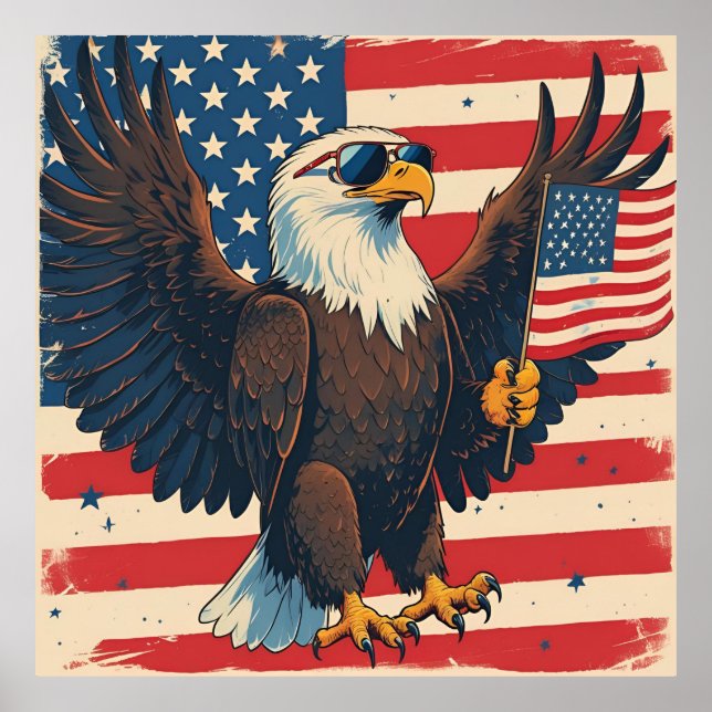 Bold American Eagle – 4th of July Freedom Design Poster (Front)