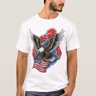 Bold American Eagle – Patriotic Flag Art T-Shirt