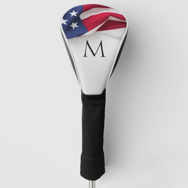 Bold American Flag Monogram Golf Head Cover (Front)