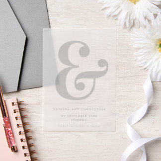 Bold Ampersand Overlay Save the Date Vellum Invitations