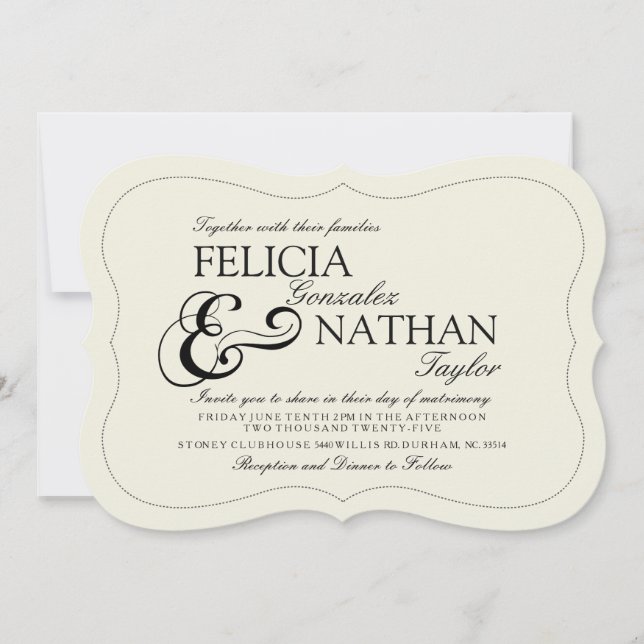 Bold Ampersand Sandstone Colour Wedding Invitation (Front)